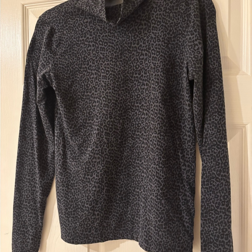 LOFT Black and Gray Cowl Turtleneck Sweater Small